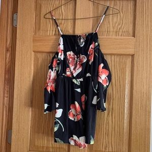 Black flowered romper
